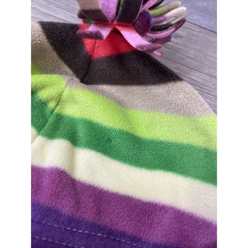 Old Navy‎ Stripe Fleece Beanie Hat OS Multicolor Excellent Pom Pom Winter Logo